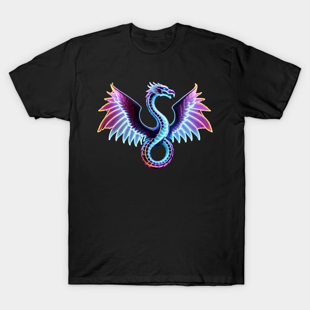 Neon Winged Serpent T-Shirt by PurplePeacock